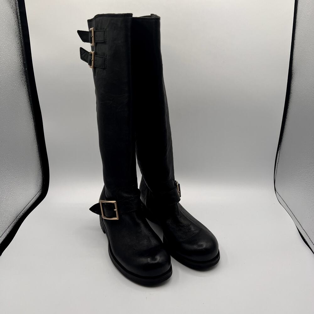 JIMMY CHOO Yule Black Biker Hi Boots